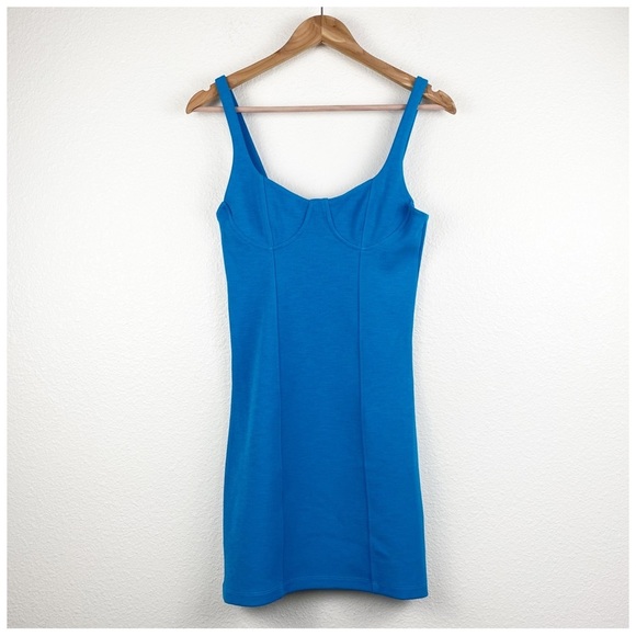 Zara Blue Corset Stitch Mini Dress Size Small‎ - Picture 6 of 13
